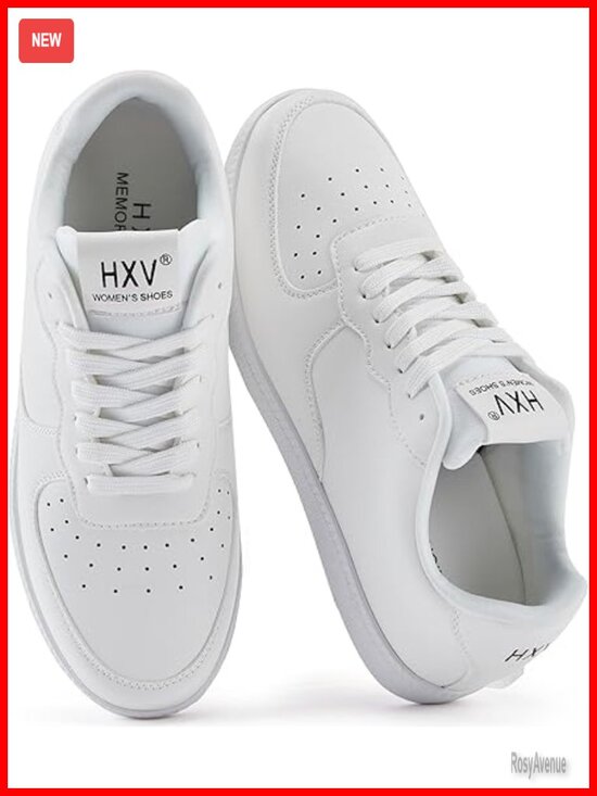 Shoes - Women's Classic Vegan Leather Lace-Up Fashion Sneakers Low Top Comfort Walking